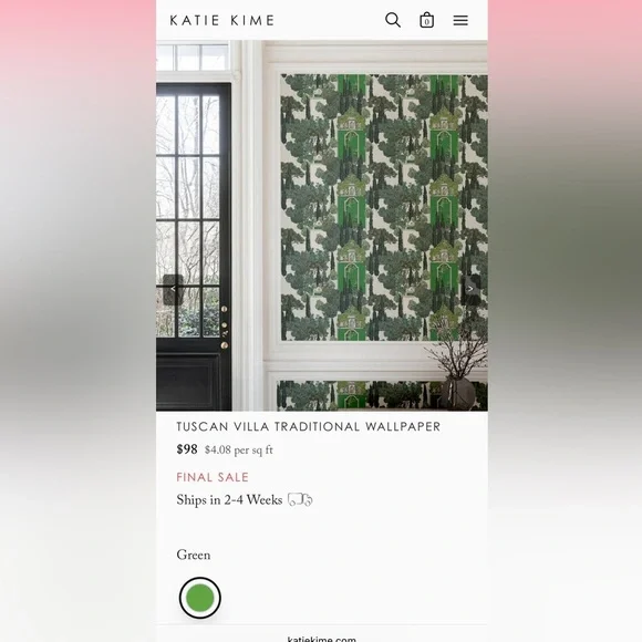 NWT Katie Kime Tuscan Villa Traditional Wallpaper | Single Roll 24” x 144” - Picture 4 of 7